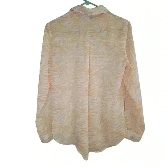 Princess Polly Womens Top Size 2 Sheer Orange Zebra Print Button Retro - Picture 6 of 14